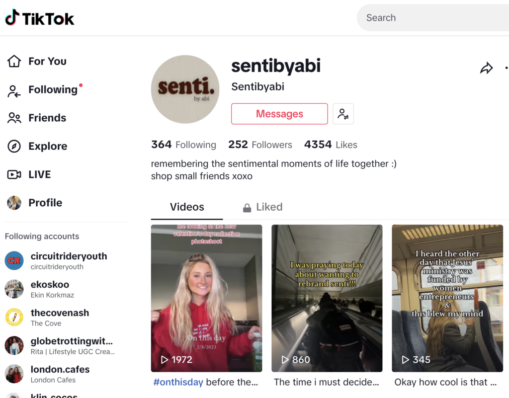 Sentibyabi tiktok page